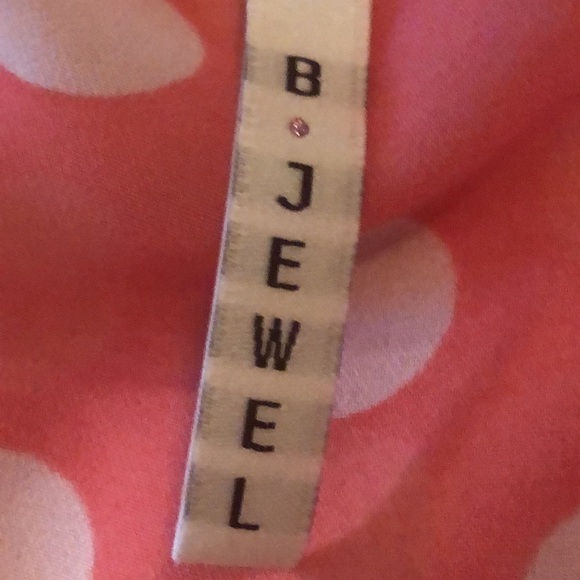 B Jewel spaghetti strap pink&white polka dot sheer top/medium faux button front - Picture 10 of 12